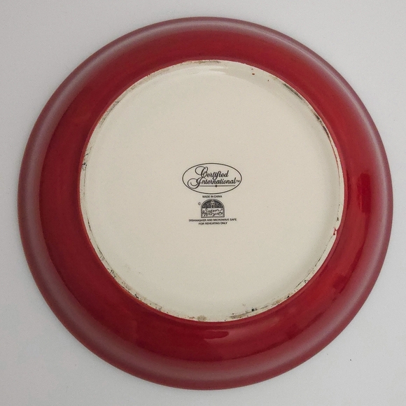 Rooster Red Yellow Ceramic Serving Bowl- Certified International by Susan Winget - Picture 6 of 7